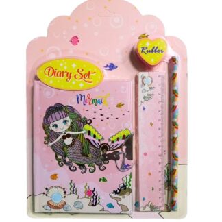 Набір канцелярський WB /BF64937/ "Русалки" (Блокнот А6 замок с фольгою + лінійка+гумка + олівець) (1/48)