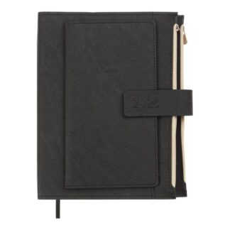 Щоденник "BuroMAX" /BM.2113-01/ ДАТ 2026 ENIGMA, A5, чорний, штуч. шкіра/поролон (1/20)