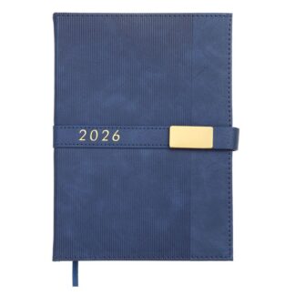 Щоденник "BuroMAX" /BM.21145-02/ ДАТ 2026 LEROY, A5, синій, штуч.шкіра (1/20)