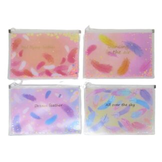 Папка з бігунком А4+ /2400-А4/ "Сипучі блискітки пір'я" 33*24,5см, мікс (12)