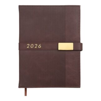 Щоденник "BuroMAX" /BM.21145-25/ ДАТ 2026 LEROY, A5, коричневий, штуч.шкіра (1/20)