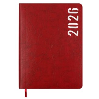 Щоденник "BuroMAX" /BM.21152-05/ ДАТ 2026 MIND, A5, червоний, штуч.шкіра (1/20)