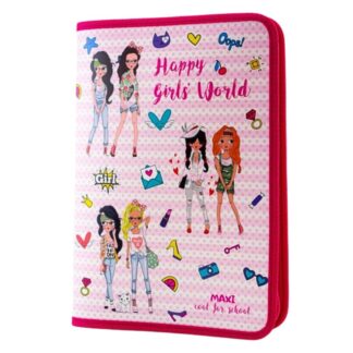Папка на блискавці A4 "MAXI" /MX32022/ "Happy girls world" (1/30)