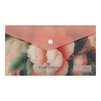 Папка-конверт на кнопці  DL(110*220мм) "BuroMAX" /BM.3853-10/ матов.пластик, ARABESKI, рожевий (12/360)