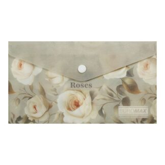 Папка-конверт на кнопці  DL(110*220мм) "BuroMAX" /BM.3853-20/ матов.пластик, ARABESKI, світло-сірий (12/360)