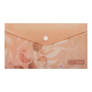 Папка-конверт на кнопці  DL(110*220мм) "BuroMAX" /BM.3853-46/ матов.пластик, ARABESKI, персиковий (12/360)