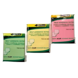 Папір з клейким шаром 76*102 мм "4OFFICE" /4-425-22/ 100 арк., кол. асорті