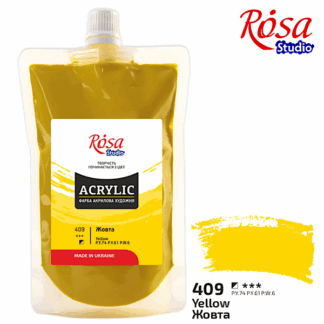 АКРИЛ для декору "ROSA Studio" /409/ Жовта, 200мл (1/6)