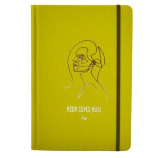 Блокнот A5/96 "4PROFI" /904419/ ## "Neon silver note" olive, інтегр., Soft Touch лам, тисн.фол., на гумці, 70г.