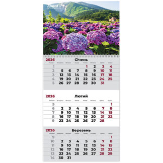 Календар "Axent" кварт. 1 пруж 2026р /8801-26-6-A/ настінний "Gardens 3" (1/10)
