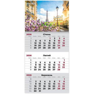 Календар "Axent" кварт. 1 пруж 2026р /8801-26-3-A/ настінний "Romantic 3" (1/10)