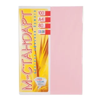 Папір кольоровий "М-Стандарт" A4 паст. (80г) Рожева /170-PI25/ (100арк)