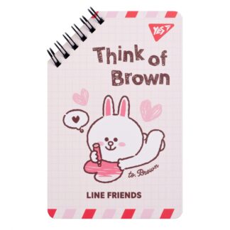 Блокнот 95х145/60  подвійна спіраль "YES" /151755/ "Line Friends" Think of Brown (1/30/60)