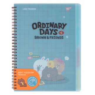 Блокнот B5/80 спіраль "YES" /765741/ "Line Friends" софт-тач, пластикова обкладинка (1/30)