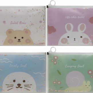 Папка з бігунком А4+ /4362-А4/ пласт (33*24,5см) "Сипучі блискітки-Звірята" (12)