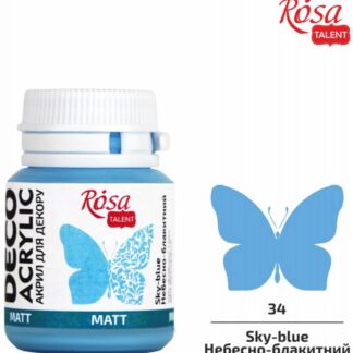 АКРИЛ для декору "ROSA TALENT" /34/ Небесно-Блакитний, матовий, 20мл (1/140)