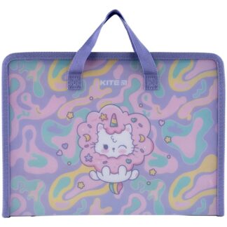 Папка-портфель А4 на блискавці "Kite" /K24-202-1/ 1 відділ., "Rainbow Catcorn" (1/30/90)