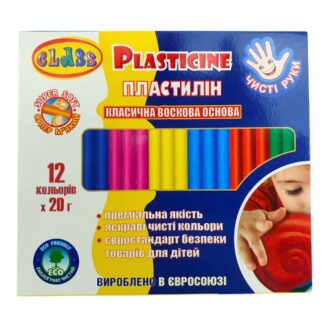 Пластилін "CLASS" "Чисті руки MAXI" 12 кол. /7646С/ восковий 240 гр.