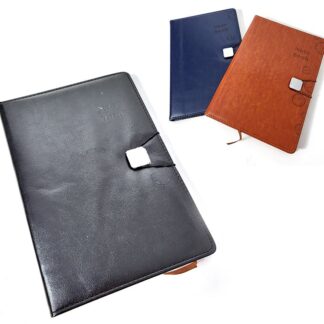 Блокнот А5/98арк /140016/ # шкірзам, на кнопці з резинкою (1/80)