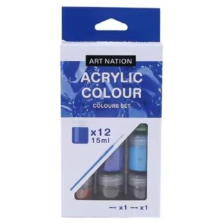 Набір акрилових фарб "Art Nation" /A1215/ 12 кол.*15мл +2пензлика (1/6/60)