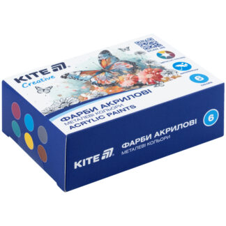 Набір акрилових фарб  "Kite" 6 кол. 20 мл /K-273/ Creative металізовані (1/24)
