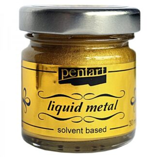 Фарба з ефектом рідкого металу на основі розчинника "Pentart" /243/ Золото, 30мл, рідка поталь, металік (1/12)