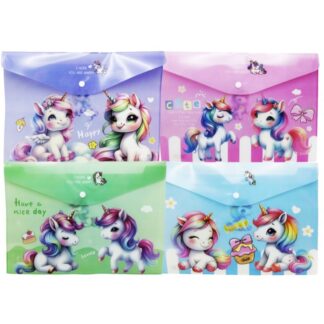 Папка-конверт на кнопці А4+ /2201-1946/ 18мкм "Єдиноріг" 23,5*33см (12)