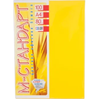 Папір кольоровий "М-Стандарт" A4 інт. (80г) Темно-Жовта /IG50/ (100арк)