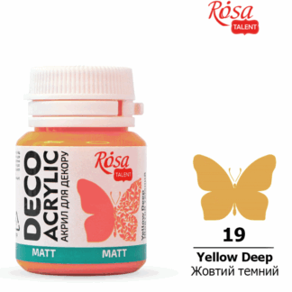 АКРИЛ для декору "ROSA TALENT" /19/ Жовтий темний, матовий 20 мл (1/140)