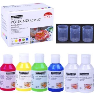 Набір акрилових фарб "Art rangers" /PMA06100F-1/ Fluid art НЕОН, 6кол.*100мл, рідкий акрил (2біл,1жовт,1рож,1зел,1син ) (1/16)