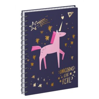 Блокнот А6/64 == "YES" /151623/ 7БЦ "Unicorn Єдиноріг" подв.спіраль, мат. лам.+фол.зол.+глітер (3/60)
