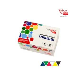 Набір акрилових фарб "ROSA TALENT" /90747255/ глянцевий, 6 кол.*20 мл (1/24)