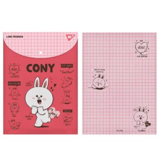 Папка-конверт на кнопці А4 "Yes" /492077/ "Line Friends. Cony" вертикальна (1/12/60/120)