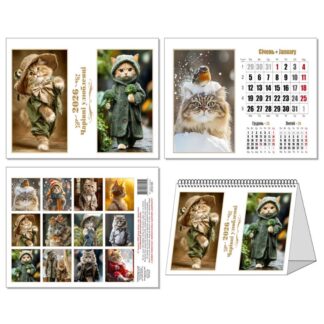 Календар настільний перекидний будиночок 2026 /0410/ "Чарівні улюбленці. Кошенята" на пружині 190*130 (1/25)