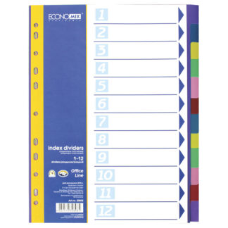 Розділювачі кол/цифрові А4 "1-12 "ECONOMIX" /E30808/ Ф-ра апельсин" (1/25)
