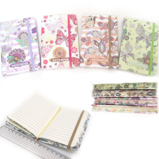 Блокнот на гумці А6/96арк. "JO" /3511-A6-W/ "Метелики" ==  кол.торець, мікс +фольга  (1/24/144)