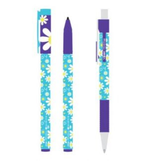 Ручка кулькова автомат. "Vinson" /206/ "Ромашки", синя (24)