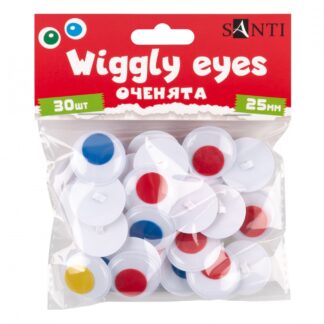 Стікер для творчості "Santi" /954647/ "Оченята" пришивні, кольорові, d-25мм, 30шт/уп (1/12/288)