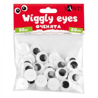 Стікер для творчості "Santi" /954640/ "Оченята" пришивні, чорні, d-20мм, 30шт/уп (1/12/288)