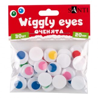 Стікер для творчості "Santi" /954645/ "Оченята" самоклеючі, кольорові, d-20мм, 30шт/уп (1/12/288)