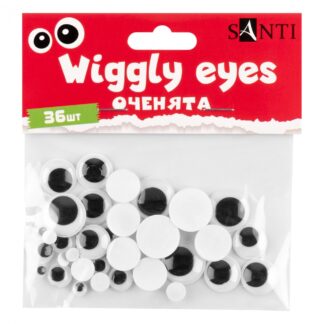 Стікер для творчості "Santi" /954651/ "Оченята" самоклеючі, чорні, асорті, 36шт/уп (1/12/288)