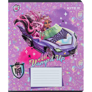 Зошит уч. "Kite" 12арк.# /MH24-232/ "Monster High"  УФ лак + глітер (25/600)