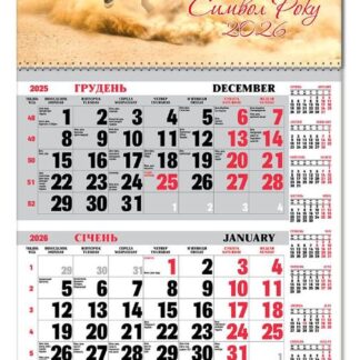 Календар квартальний 1пруж з бігунком 2026 "ЕУ" /BG1 26-02/ 295*610 мм (1/20)