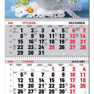 Календар квартальний 3пруж з бігунком 2026 "ЕУ" /BG3 26-11/ 295*700 мм (1/20)