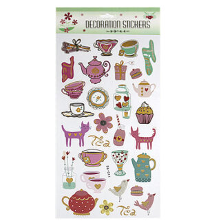 Наліпка паперова з фольгою /DA-011/ 15*31см "декор Чаювання" (20)