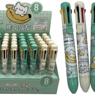 Ручка кулькова "Аodemei" /ADM-15267/ 8-кольорова "Котик" (40)