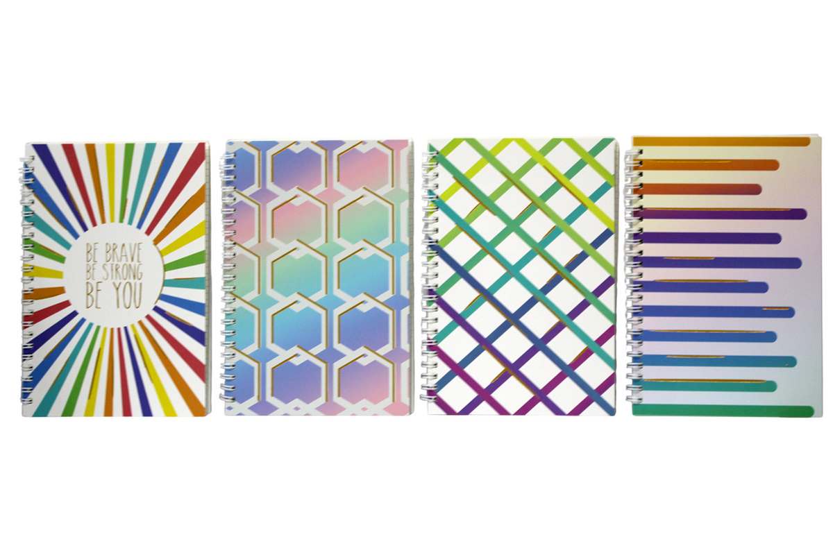 Блокнот А5/60арк. "WB" /VP22393/ # на спіралі, обкл. картон з фольгою, 70 г/м2 Градієнт (1/12)