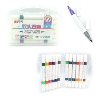 Набір скетч маркерів 24кол/12шт. "AODEMEI" /M6146-12/ ДВОСТОРОННІ "Глітер" (1/24)