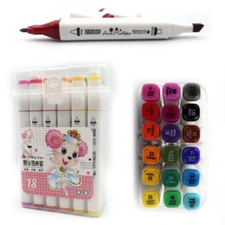 Набір скетч маркерів /222-18/ "Mouse" 18кол. кругл/скош наконечник, пласт.уп з етик (1/10/60)