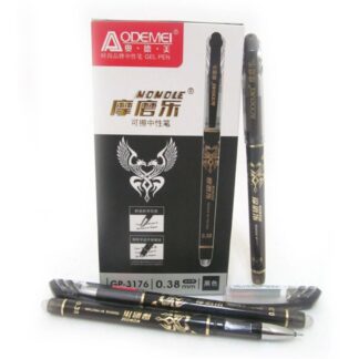 Ручка "Пиши-стирай" "AODEMEI" /GP-3176-BK/ (зникає від темп.), гольч. чорна, 0,38мм. (12/144)